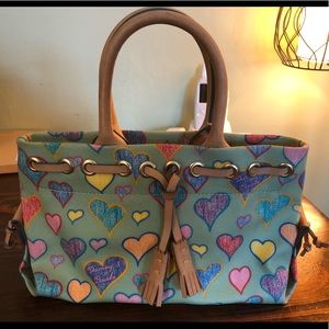 Authentic Dooney & Bourne tiny tassels heart bag